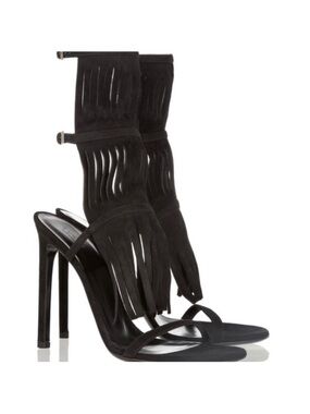 Gucci Black Becky Suede Fringe Heels